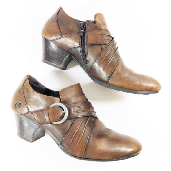 Born Shoes - Born Shoes Heels Booties Buckle Zip Leather